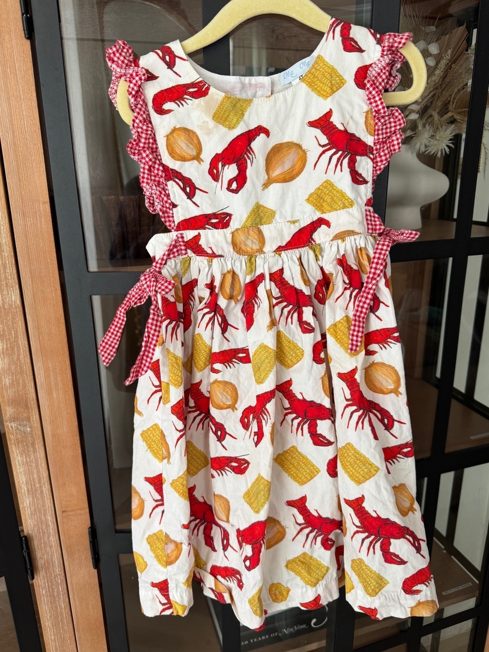 Crawfish seafood boil dress gingham summer corn Louisiana maine lobster toddler